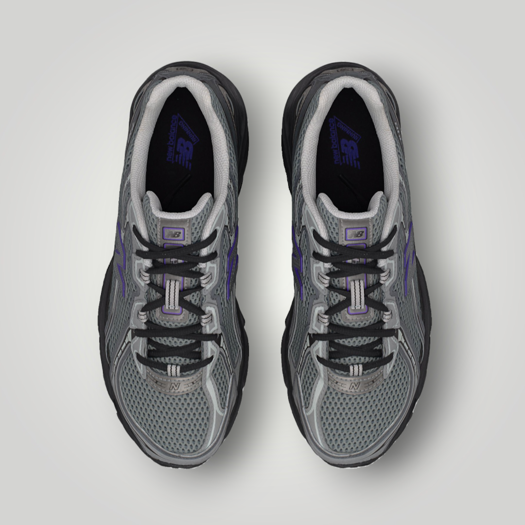 NDO Clothing New Balance U740 Unisex Sneaker in Schwarz, Grau und Blau mit atmungsaktivem Mesh-Obermaterial