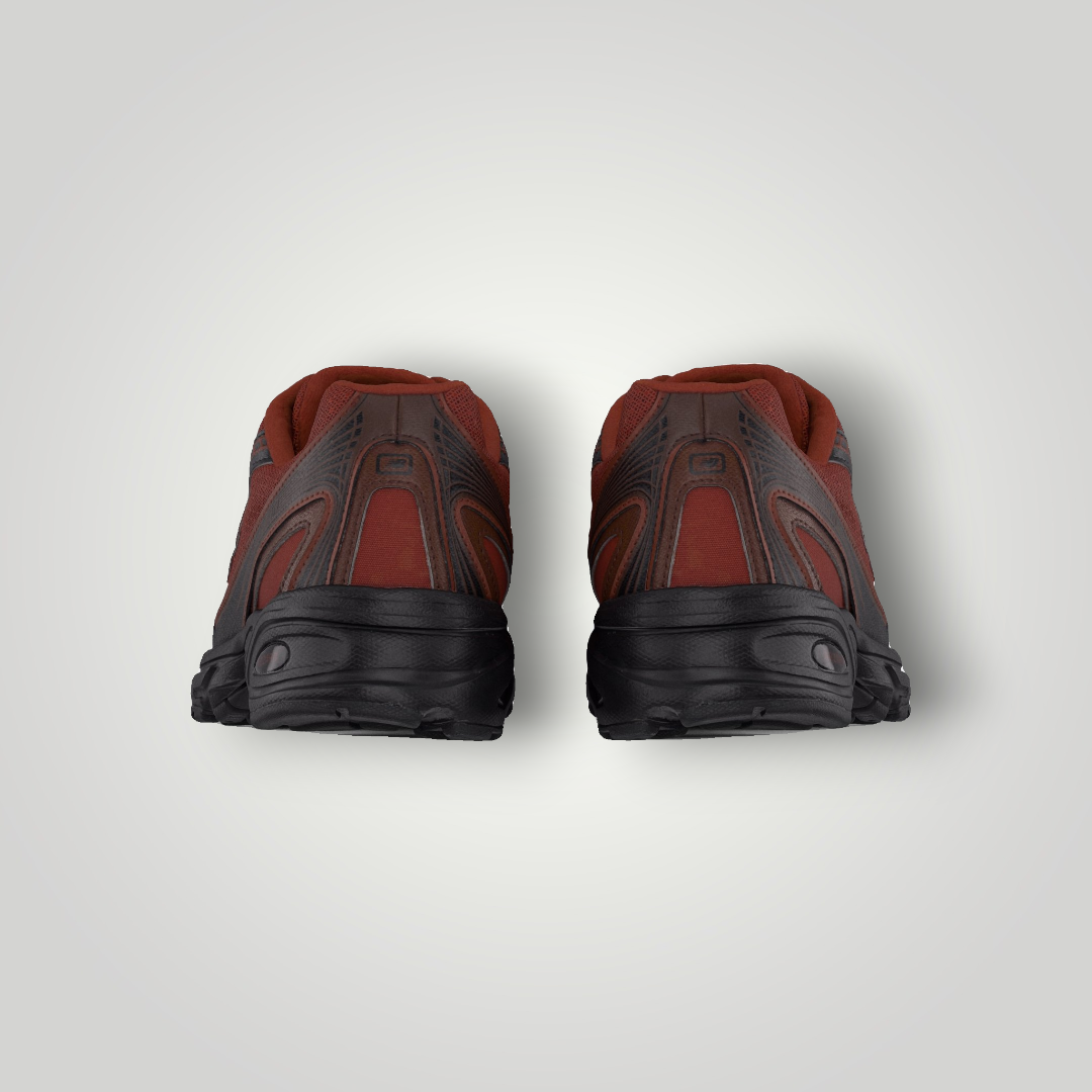 NDO Clothing New Balance U740 Sneaker in Relic Brown und Pumpernickel, Rückansicht mit schwarzer Sohle