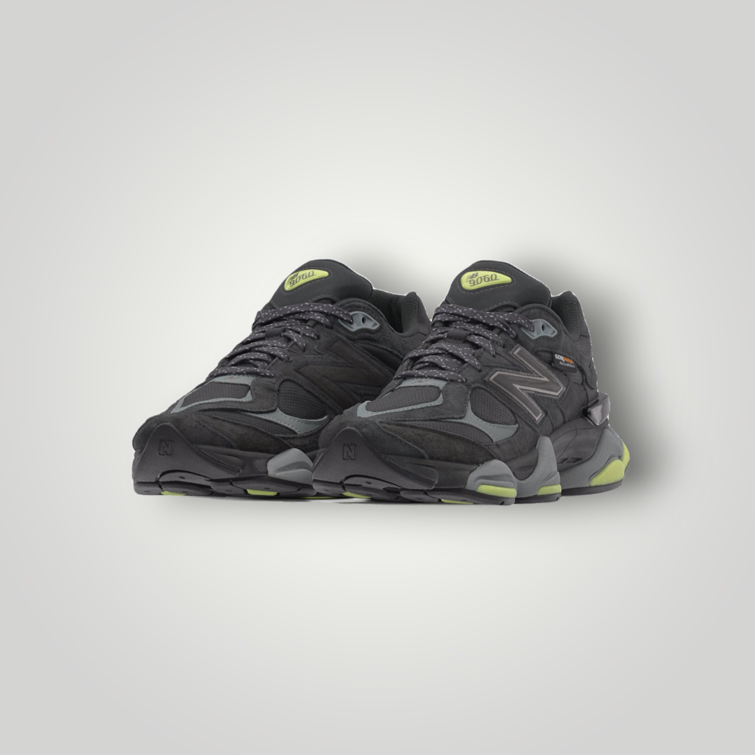 NDO Clothing New Balance U9060 Sneaker in Schwarz mit limettengrünen Akzenten aus Mesh, Leder und strapazierfähigem Cordura