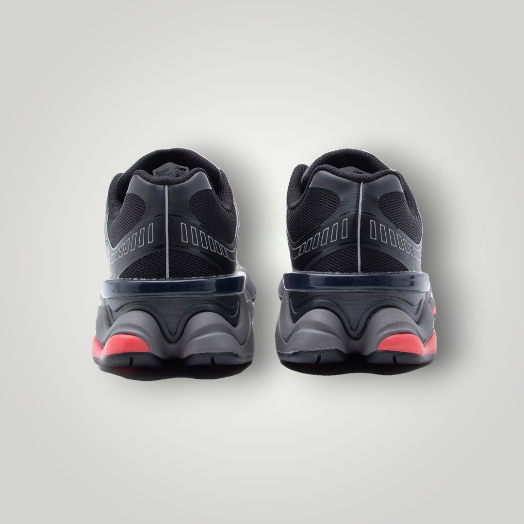 NDO Clothing New Balance U9060 Sneaker in Schwarz mit roten Akzenten, Mesh-Obermaterial und robuster Dämpfungssohle