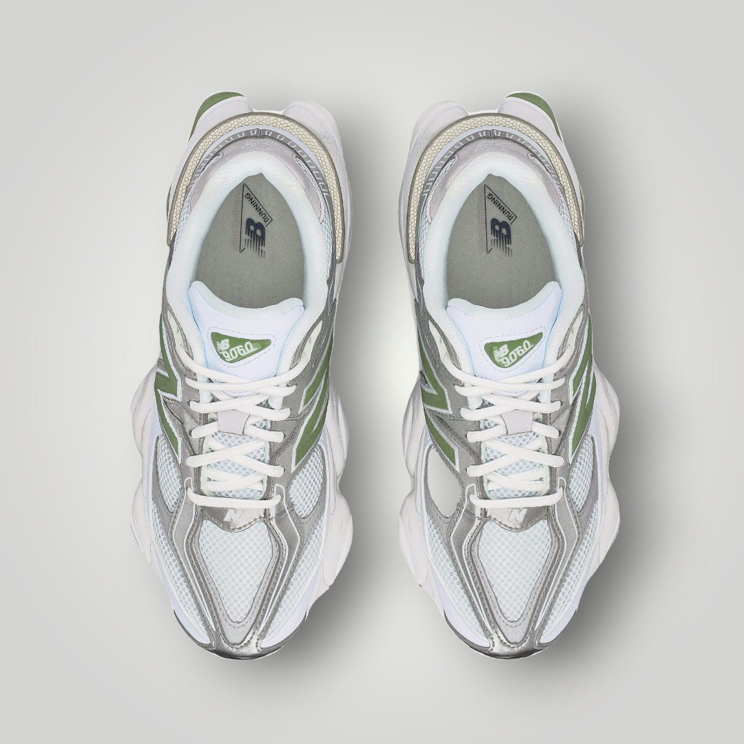 NDO Clothing New Balance U9060 Sneaker in Weiß und Oregano-Grün mit Mesh-Obermaterial und markanter Sohle