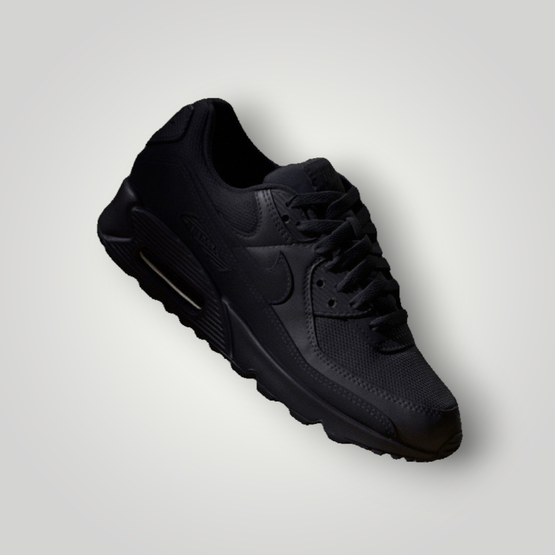 NDO Clothing Nike Air Max 90 Sneaker in Schwarz aus Leder und Mesh mit klassischer Waffelsohle und Air-Dämpfung