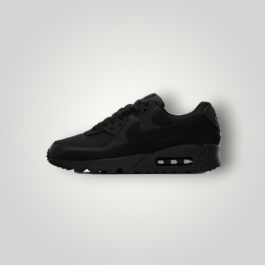 NDO Clothing Nike Air Max 90 Sneaker in Schwarz aus Leder und Mesh mit klassischer Waffle-Sohle und Max Air-Dämpfung