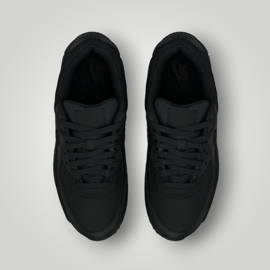 NDO Clothing Nike Air Max 90 Sneaker in Schwarz aus Leder und Mesh in der Draufsicht