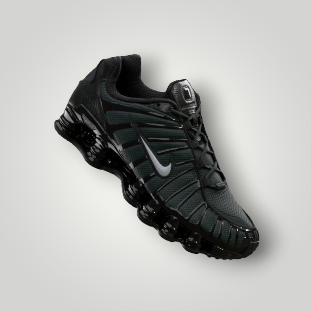 NDO Clothing Nike Sportswear Shox TL Sneaker in Anthrazit und Schwarz mit markanter 4-Säulen-Dämpfung und Mesh-Obermaterial