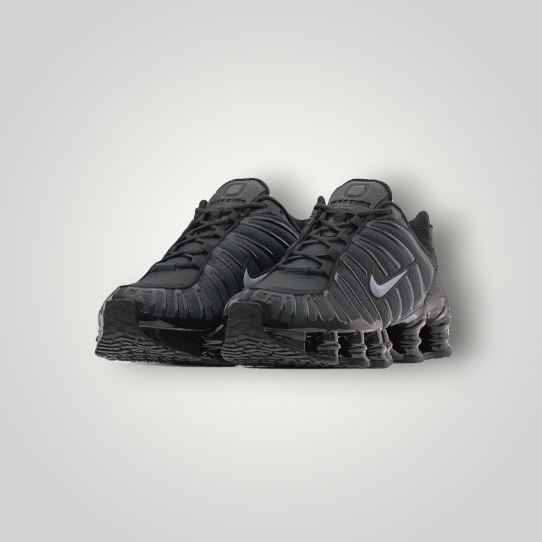 NDO Clothing Nike Sportswear Shox TL Sneaker in Anthrazit und Schwarz mit markanter 4-Säulen-Dämpfung und Mesh-Obermaterial
