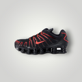 NDO Clothing Nike Shox TL Sneaker in Schwarz mit roten Akzenten, atmungsaktivem Mesh-Obermaterial und Dämpfung