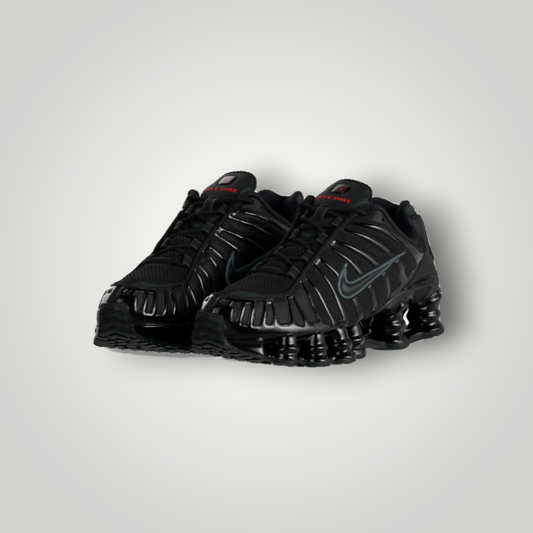 NDO Clothing Nike Shox TL Sneaker in Schwarz mit Metallic-Akzenten, 4-Säulen-Dämpfung und Schnürung