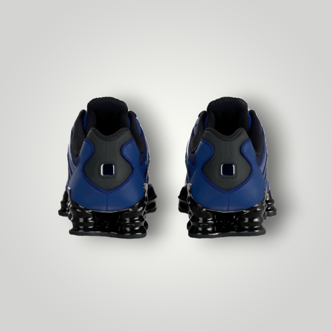 NDO Clothing Nike Shox TL Sneaker in Blau und Schwarz, Rückansicht mit markanter mechanischer Dämpfung und Mesh