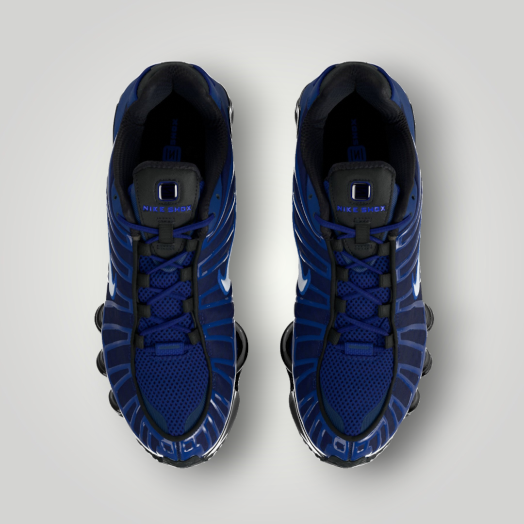 NDO Clothing Nike Shox TL Sneaker in Blau und Schwarz mit Mesh-Obermaterial und markanter mechanischer Dämpfung