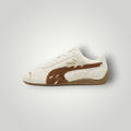 NDO Clothing Puma Speedcat Doelette Sneaker in Warmweiß und Karamell mit Animal-Print-Details und flacher Gummisohle