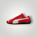 NDO Clothing Puma Speedcat OG JR Sneaker aus rotem Veloursleder mit weißem Formstrip und flacher Sohle