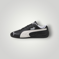 NDO Clothing Puma Speedcat Unisex Sneaker in Schwarz und Weiß aus Leder mit flacher Sohle und seitlichem Logo