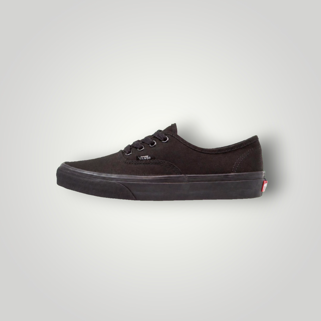 NDO Clothing Vans Authentic Low-Top Sneaker aus schwarzem Canvas mit Schnürung und flacher Gummisohle