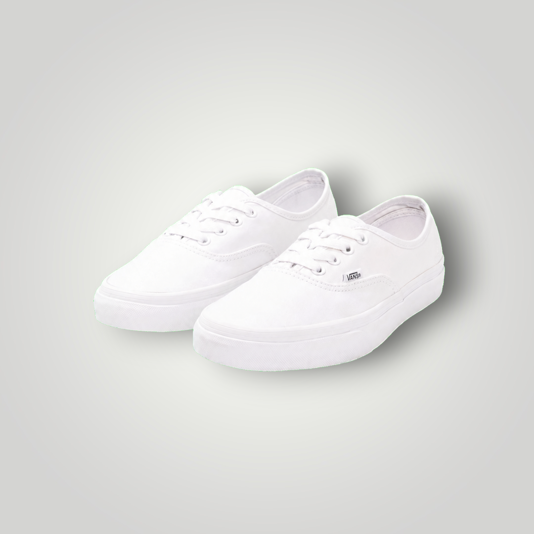 NDO Clothing Vans Authentic Sneaker in reinem Weiß aus Canvas mit flacher Sohle und Schnürung