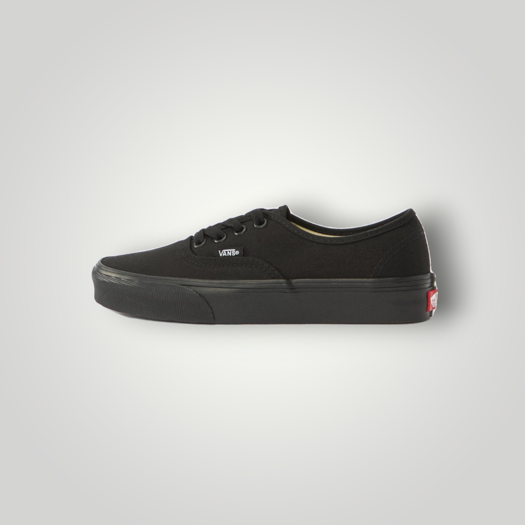 NDO Clothing Vans Authentic Unisex Sneaker in Schwarz aus Canvas mit flacher Gummisohle und Schnürung