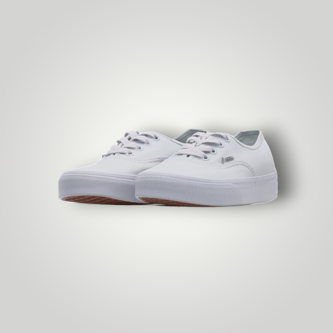 NDO Clothing Vans Authentic Unisex Sneaker in True White aus atmungsaktivem Canvas mit flacher Gummisohle