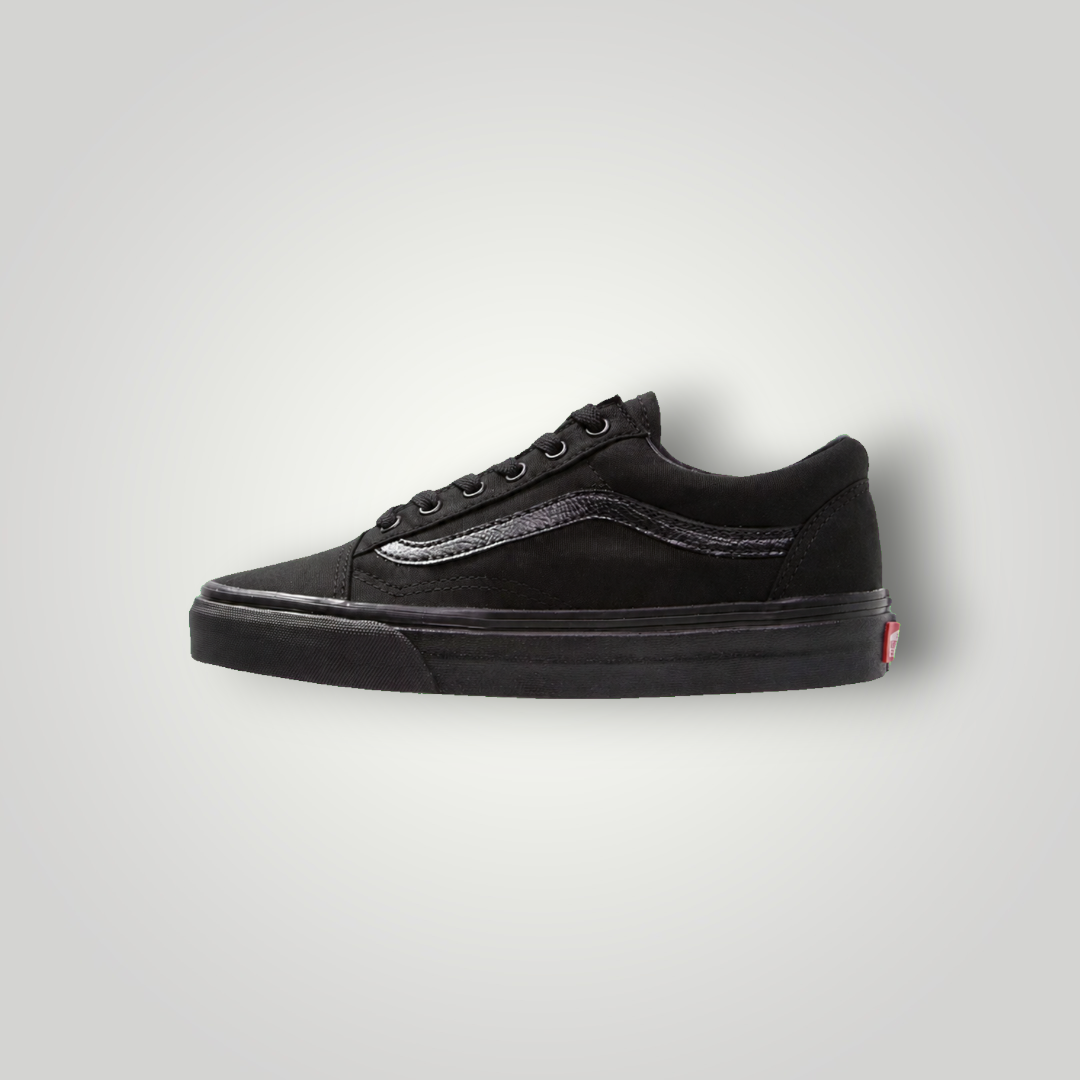 NDO Clothing Vans Old Skool Unisex Sneaker in Schwarz aus Canvas mit flacher Sohle und Schnürung
