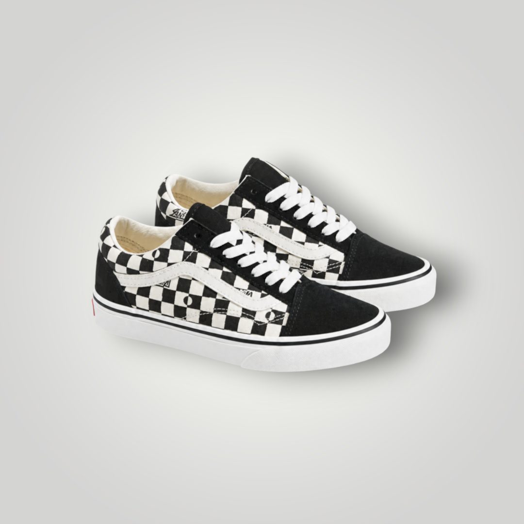 NDO Clothing Vans Old Skool Sneaker in Schwarz-Weiß mit Schachbrettmuster aus Leder und Textil
