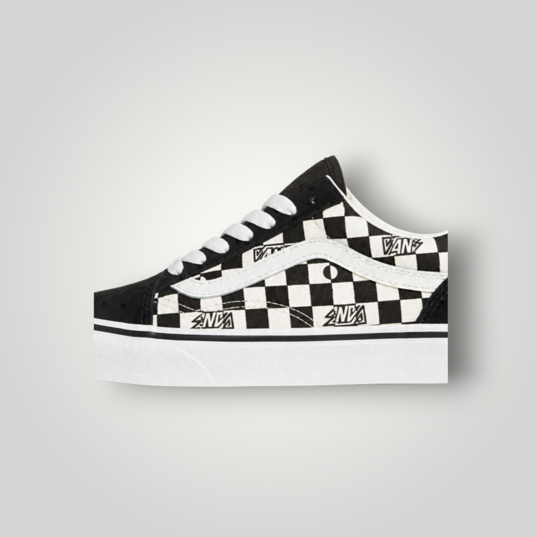 NDO Clothing Vans Old Skool Sneaker in Schwarz-Weiß mit ikonischem Schachbrettmuster und seitlichem Logo-Detail