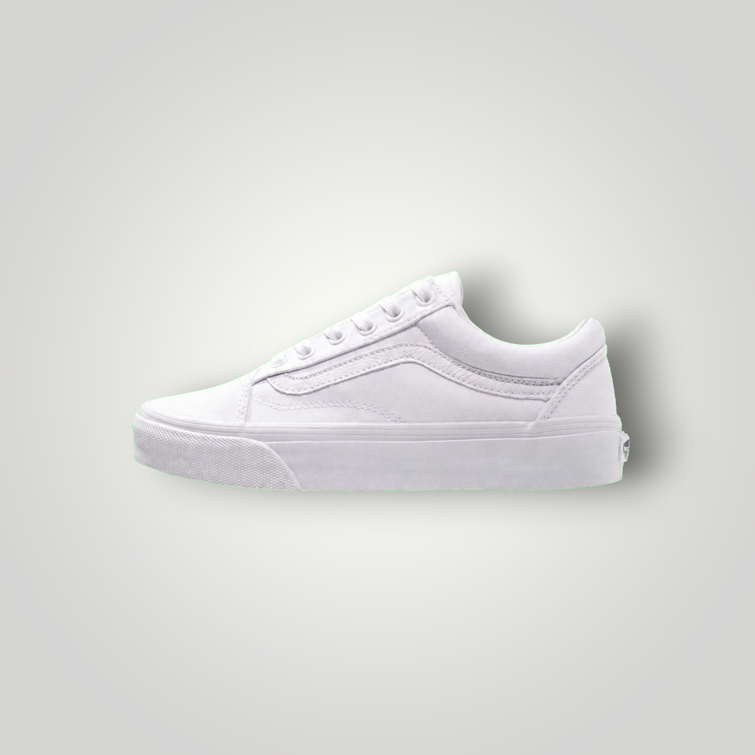 NDO Clothing Vans Old Skool Unisex Sneaker in True White aus Canvas mit flacher Sohle und Schnürung