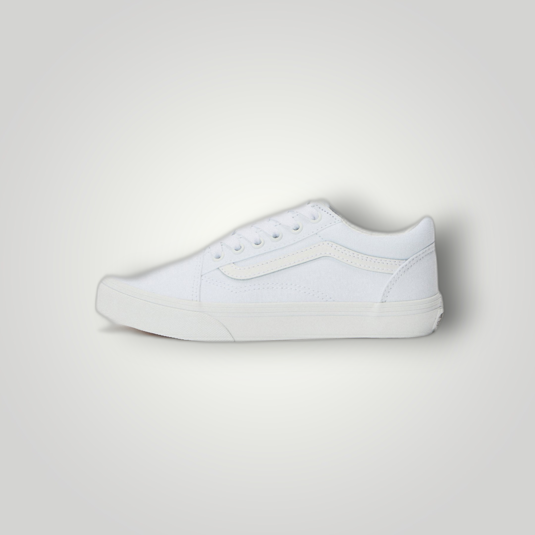 NDO Clothing Vans Old Skool Unisex Sneaker in True White aus Canvas mit flacher Sohle und Schnürung