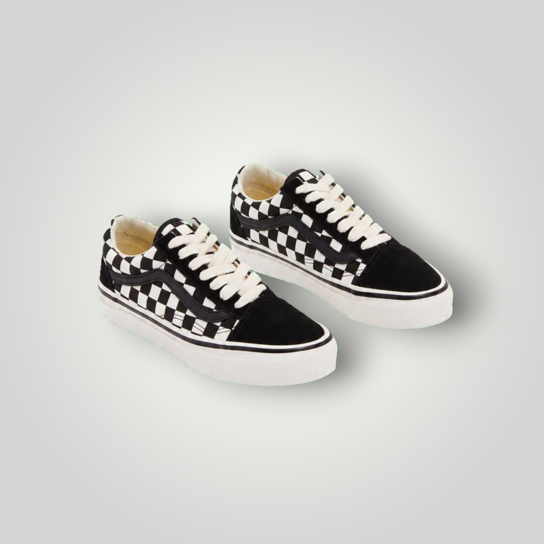 NDO Clothing Vans Premium Old Skool Sneaker in Schwarz und Weiß mit klassischem Schachbrettmuster und Schnürung
